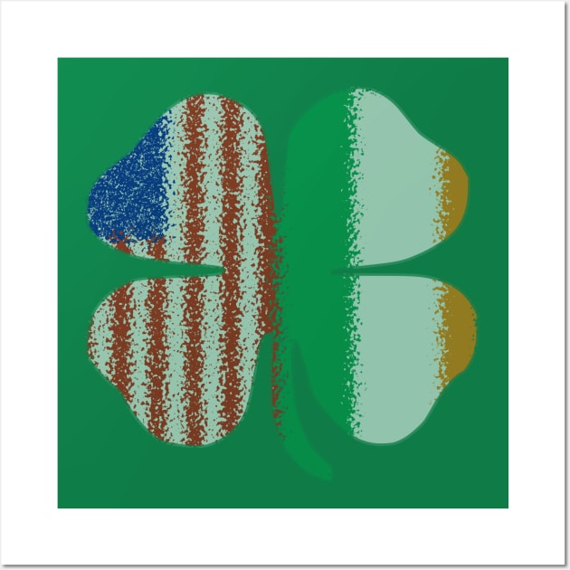 Irish American Flag, Irish Clover Wall Art by hippyhappy